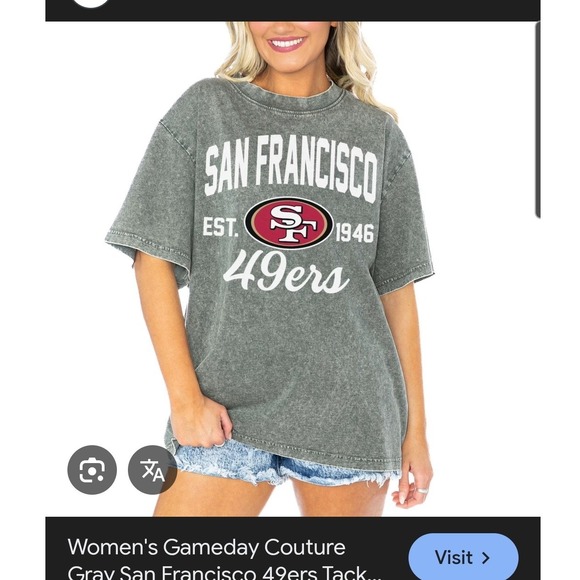 gameday couture Tops - Gameday Couture San Francisco 49ers Mineral Wash Graphic T-Shirt Gray Sz L